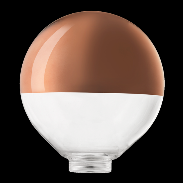 Glob glas 125mm toppförspeglad koppar 31,5mm gänga